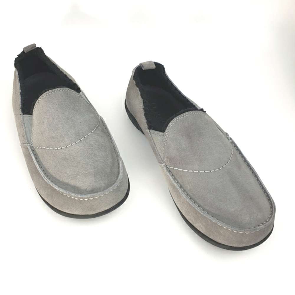 Spenco Cozy grey Suede slip-on slipper orthotic comfort outdoor indoor 10 wide